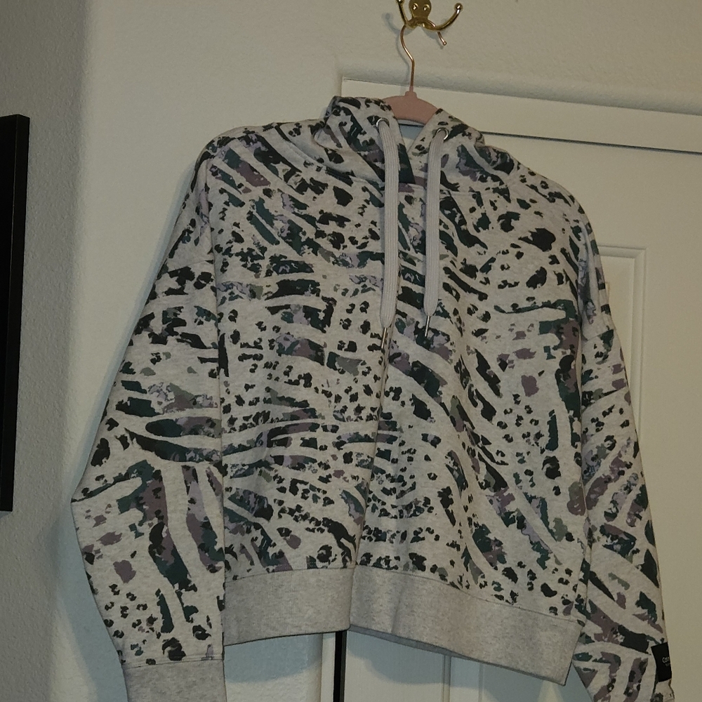 Calvin Klein Grey, Green, Black Hoodie Sweat Suit Camoflauge Design Sz XL EUC